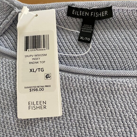 NEW Eileen Fisher Organic Linen & Cotton Sweater *Insky Light Blue* Sz XL - Picture 12 of 15